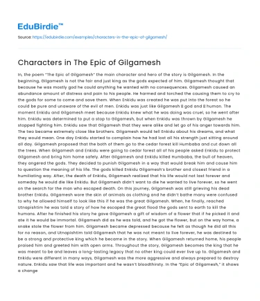 Characters in The Epic of Gilgamesh