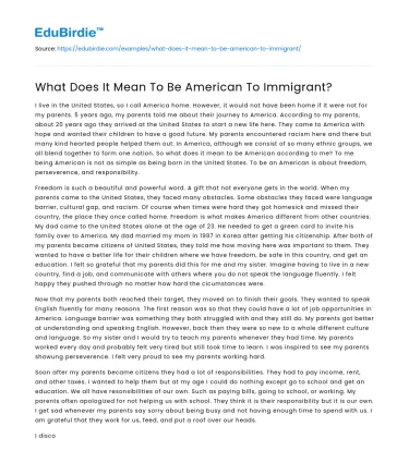 What Does It Mean To Be American To Immigrant?