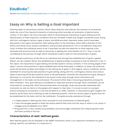 Essay on Why Is Setting a Goal Important