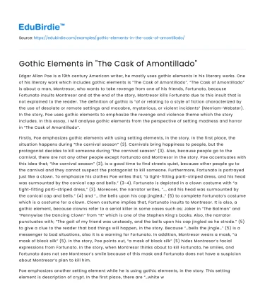 Gothic Elements in “The Cask of Amontillado”