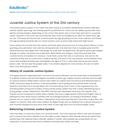 Juvenile Justice in the Modern Era