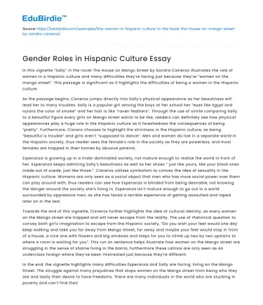 Gender Roles in Hispanic Culture Essay