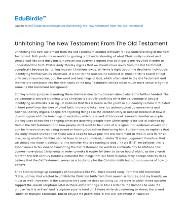 Unhitching The New Testament From The Old Testament