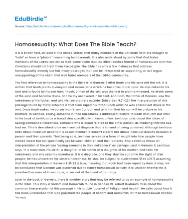 Homosexuality: What Does The Bible Teach?