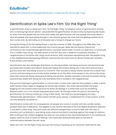 Dentrification in Spike Lee’s Film ‘Do the Right Thing’