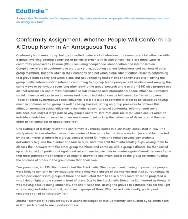 Conformity in Ambiguous Group Tasks