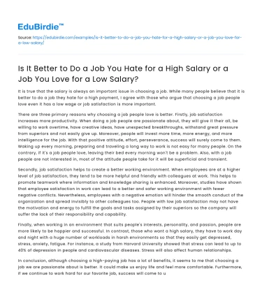 Job you hate for high pay or job you love for low pay?