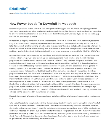 How Power Leads To Downfall In Macbeth