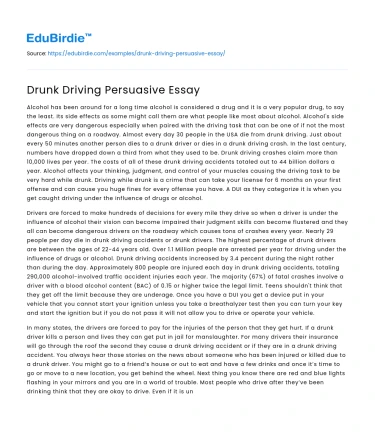 The Dangers of Drunk Driving: A Persuasive Examination