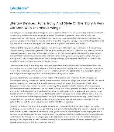 Literary Devices in A Very Old Man With Enormous Wings
