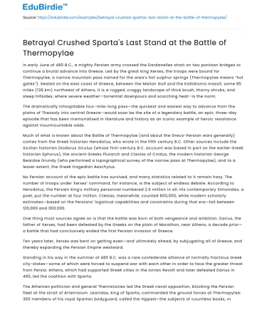 Betrayal Crushed Sparta’s Last Stand at the Battle of Thermopylae