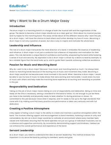 Why I Want to Be a Drum Major Essay