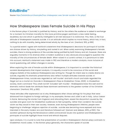 How Shakespeare Uses Female Suicide in His Plays