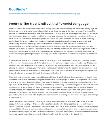 Poetry Is The Most Distilled And Powerful Language