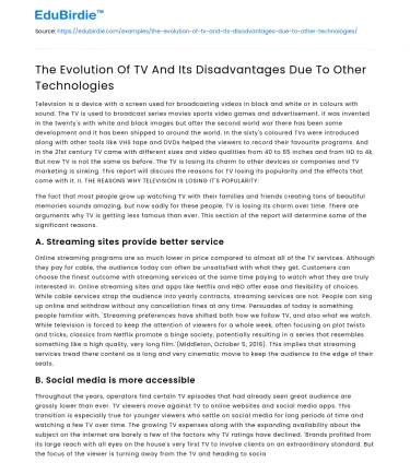 The Evolution Of TV And Its Disadvantages Due To Other Technologies