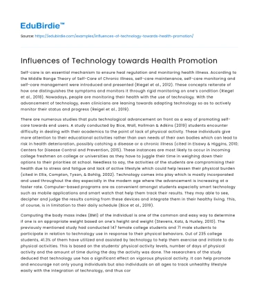 Influences of Technology towards Health Promotion