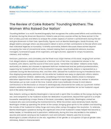 Cokie Roberts’ ‘Founding Mothers’ Review: Women Who Raised Our Nation