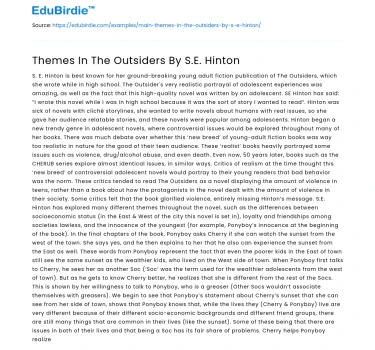 Themes In The Outsiders By S.E. Hinton