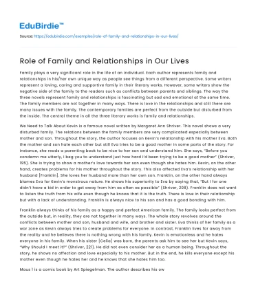 Role of Family and Relationships in Our Lives