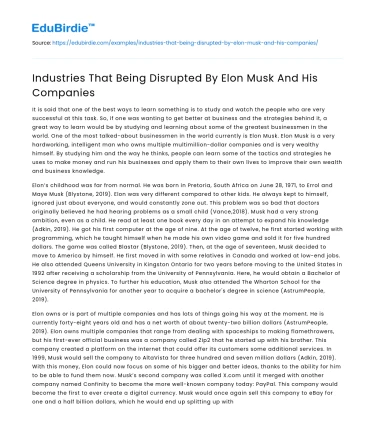 Industries That Being Disrupted By Elon Musk And His Companies