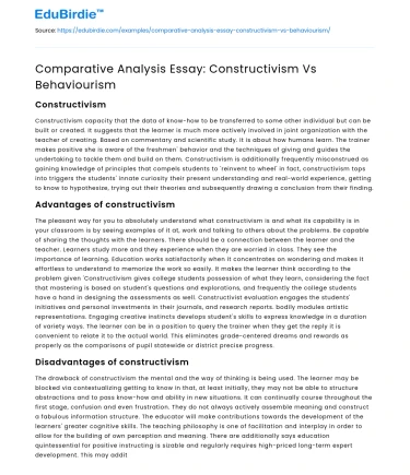 Contrasting Educational Theories: Constructivism and Behaviorism