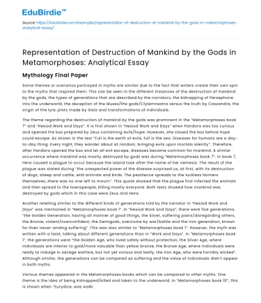 Gods’ Destruction of Mankind in Metamorphoses