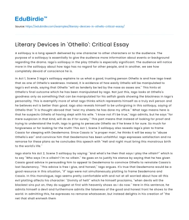 Literary Devices in ‘Othello’: Critical Essay