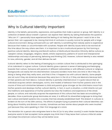 Why Is Cultural Identity Important