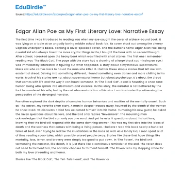 Edgar Allan Poe as My First Literary Love: Narrative Essay
