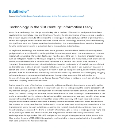 Technology in the 21st Century: Informative Essay