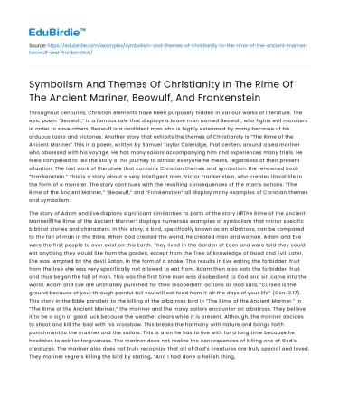 Christian Symbolism in The Rime of The Ancient Mariner and More