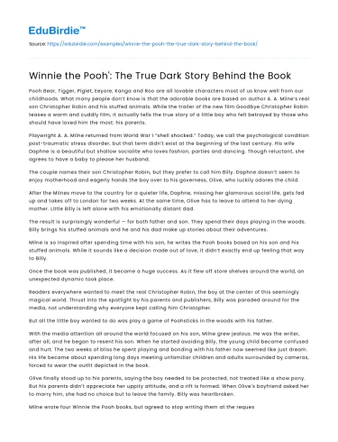 Winnie the Pooh’: The True Dark Story Behind the Book