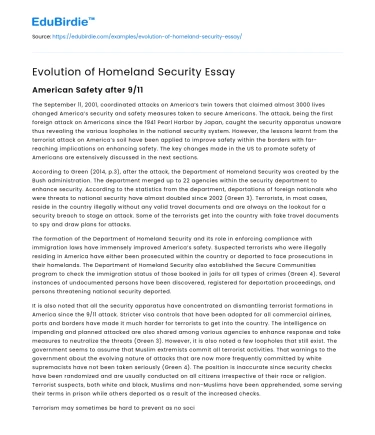 Evolution of Homeland Security Essay