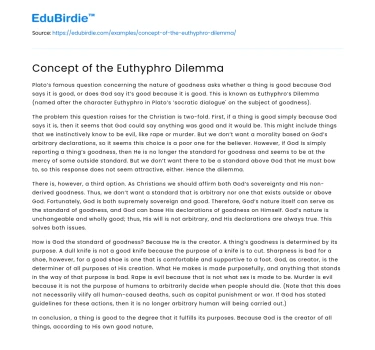 Concept of the Euthyphro Dilemma