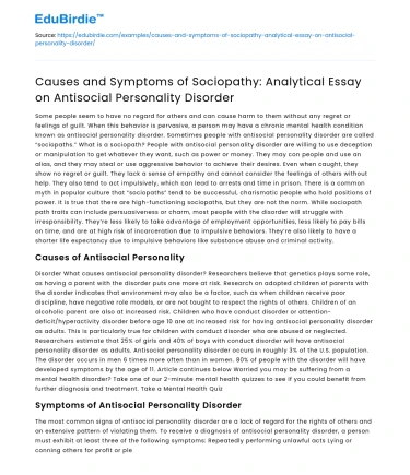 Causes and Symptoms of Sociopathy: Analyzing Antisocial Personality Disorder