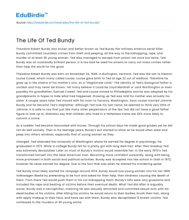 The Life Of Ted Bundy