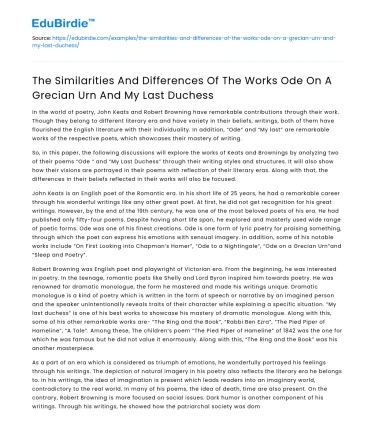 Comparing “Ode on A Grecian Urn” and “My Last Duchess”