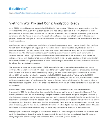 Vietnam War Pro and Cons: Analytical Essay