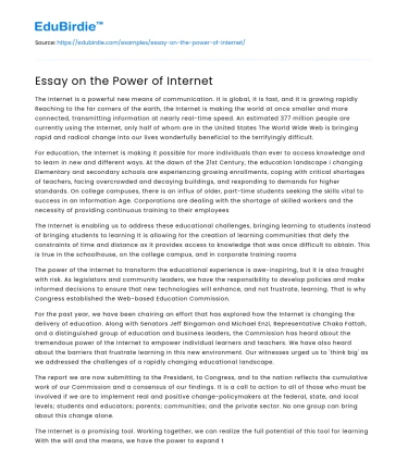Essay on the Power of Internet