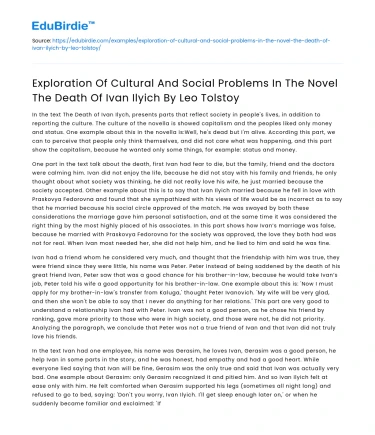 Cultural and Social Issues in Tolstoy’s Masterpiece