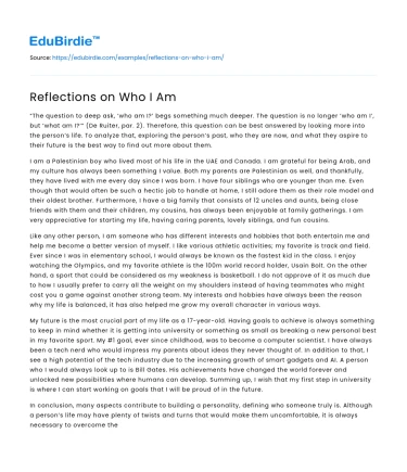 Reflections on Who I Am