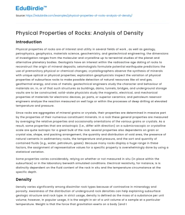 Rock Density: A Physical Property Analysis
