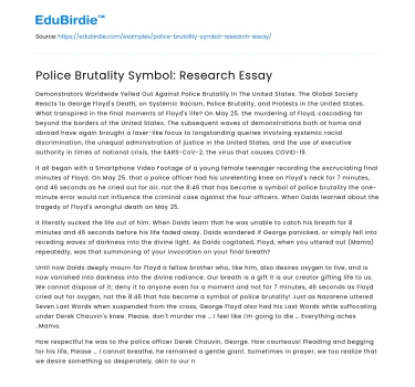 Police Brutality Symbol: Research Essay