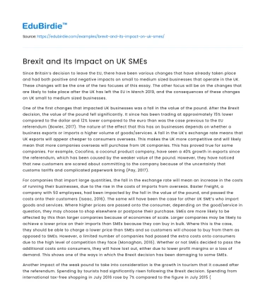 Brexit and Its Impact on UK SMEs