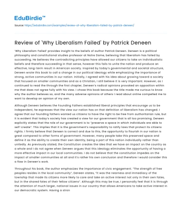 Review of ‘Why Liberalism Failed’ by Patrick Deneen