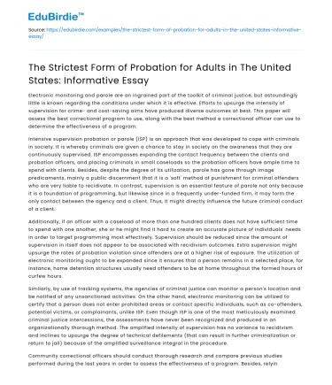Strictest Adult Probation in US: An Informative Essay