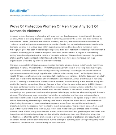 Ways Of Protection Women Or Men From Any Sort Of Domestic Violence