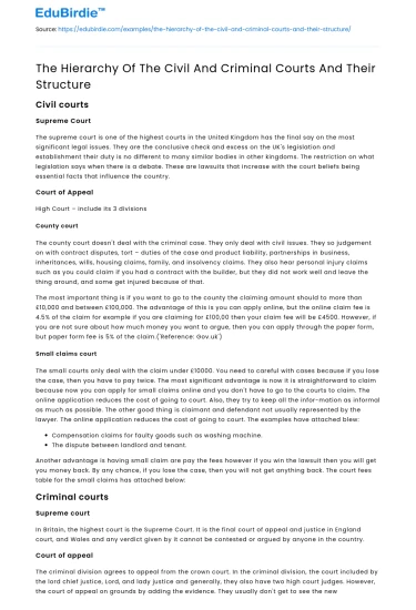 The Structure of Civil and Criminal Courts
