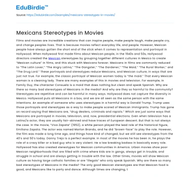 Mexicans Stereotypes in Movies