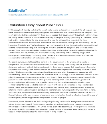 Evaluation Essay about Public Park